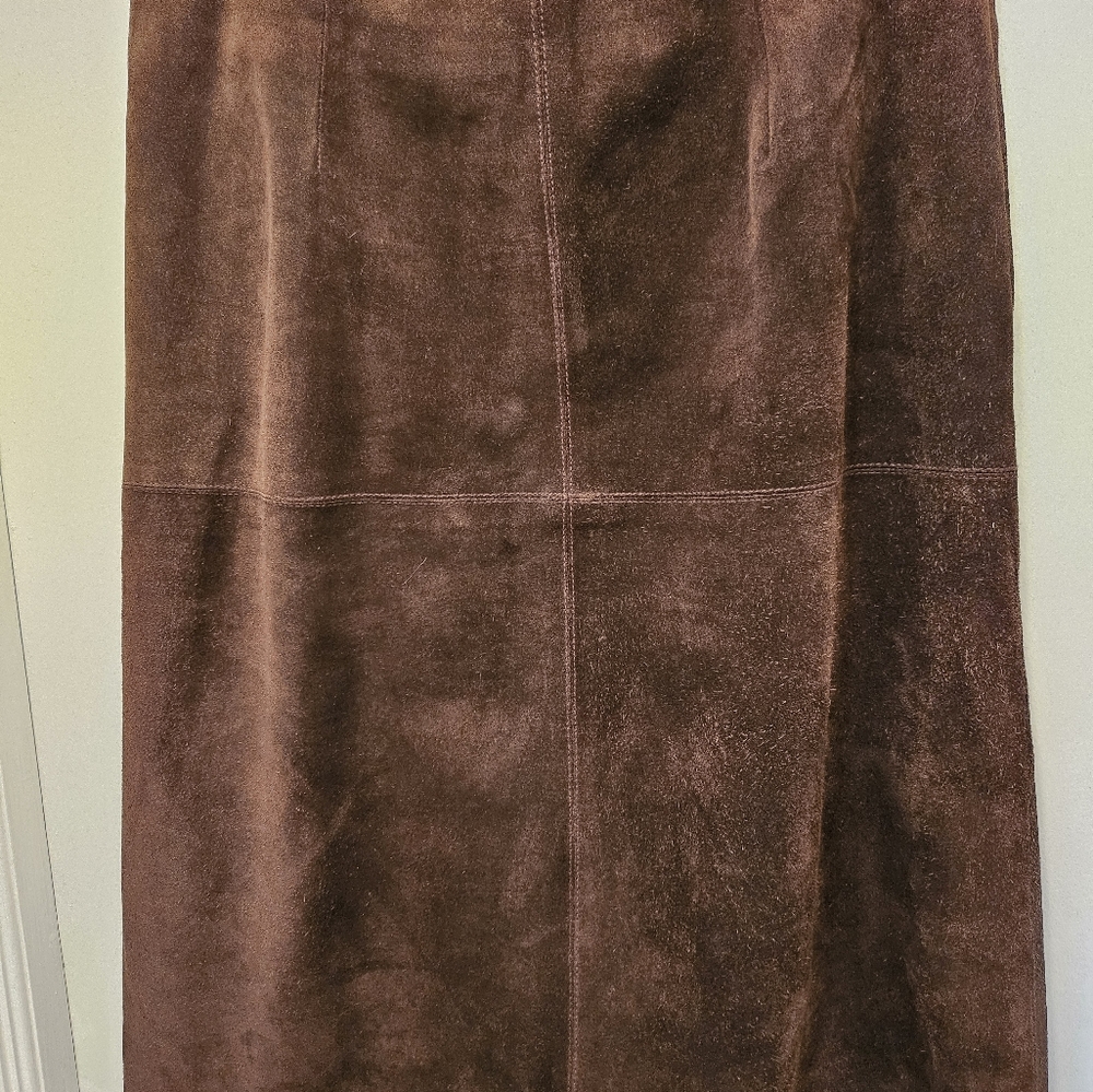 Brown genuine suede pencil skirt Size 10 - Picture 3 of 6